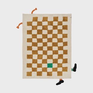 Kid's Concept Pippi vloerkleed ruit Khaki, 120x160 cm