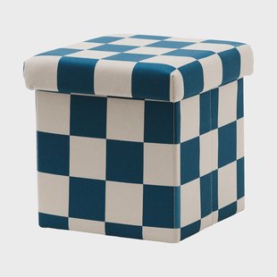 Kid's Concept Zitpoef met opbergruimte ruit Blauwgroen, 30x30 cm