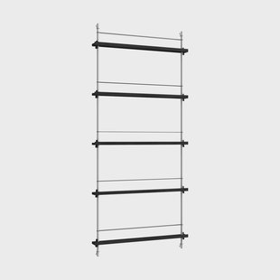 MOEBE Magazine Shelving tijdschriftrek Zwart-roestvrij staal, 85x180x7 cm, MS.180.1