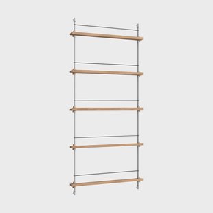 MOEBE Magazine Shelving tijdschriftrek Eiken-roestvrij staal, 85x180x7 cm, MS.180.1