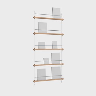 MOEBE Magazine Shelving tijdschriftrek Eiken-wit, 85x180x7 cm, MS.180.1