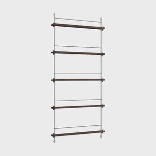 MOEBE Magazine Shelving tijdschriftrek Gerookt eiken-roestvrij staal, 85x180x7 cm, MS.180.1