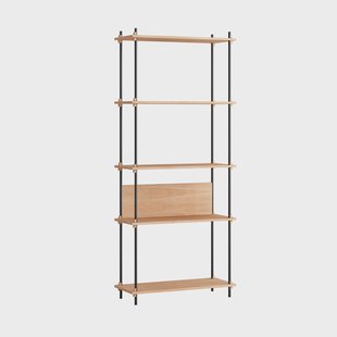 MOEBE Shelving System classic plankenkast Eiken-zwart, 86x200x35 cm, S.200.1.A