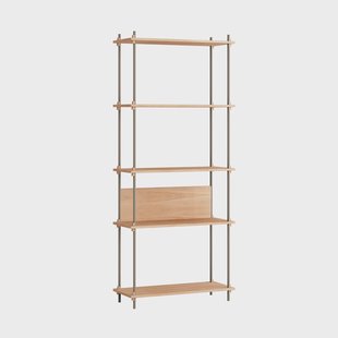 MOEBE Shelving System classic plankenkast Eiken-warmgrijs, 86x200x35 cm, S.200.1.A
