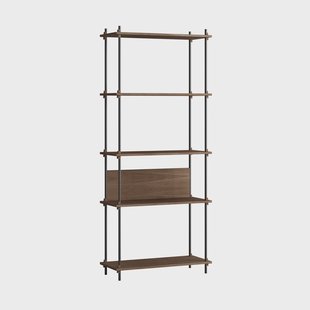 MOEBE Shelving System classic plankenkast Gerookt eiken-zwart, 86x200x35 cm, S.200.1.A