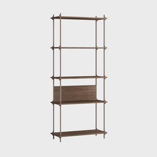 MOEBE Shelving System classic plankenkast Gerookt eiken-warmgrijs, 86x200x35 cm, S.200.1.A