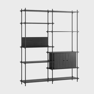 MOEBE Shelving System plank met kast Zwart, 163x200x35 cm, S.200.2.C