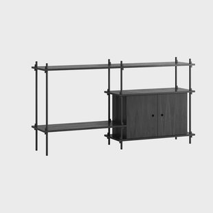 MOEBE Shelving System plank met kast Zwart, 163x85x35 cm, S.85.2.C