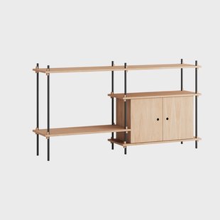 MOEBE Shelving System plank met kast Eiken-zwart, 163x85x35 cm, S.85.2.C