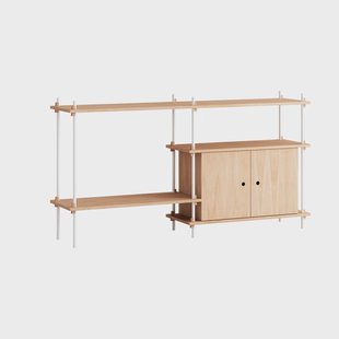 MOEBE Shelving System plank met kast Eiken-wit, 163x85x35 cm, S.85.2.C
