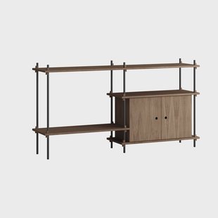 MOEBE Shelving System plank met kast Gerookt eiken-zwart, 163x85x35 cm, S.85.2.C