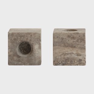 101 Copenhagen Cube kandelaar 2-pack Silver Travertine