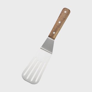 Dorre Steph vlees- en visspatel gespleten Roestvrij staal, acaciahout, 28 cm