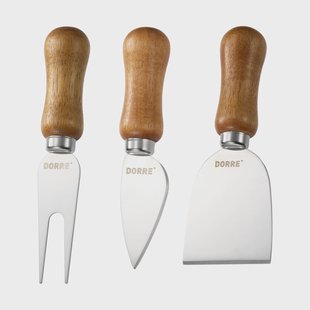 Dorre Olva kaasmes set Acaciahout, roestvrij staal, 3 delen, 13 cm