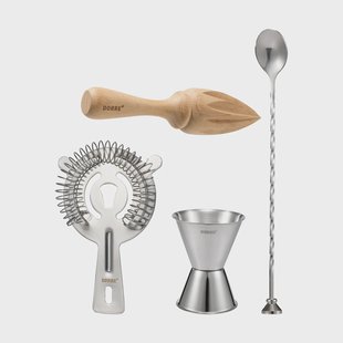 Dorre Bobbee baraccessoires Roestvrij staal, hout, 4 delen