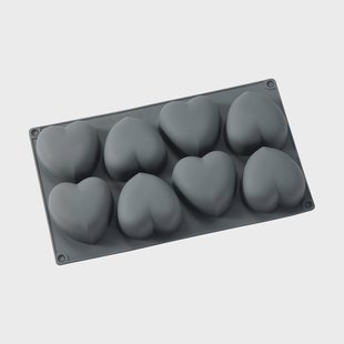 Dorre Beck bakvorm Grijs, hart, siliconen, 8 stuks
