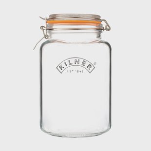 Kilner Kilner vierkante weckpot met beugelsluiting Helder-roestvrij staal, 3 L