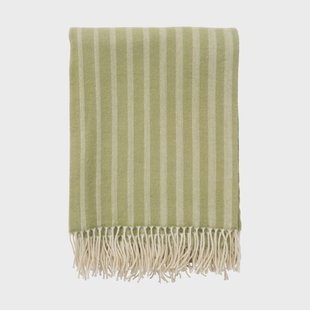 Klippan Yllefabrik Irregular stripes wollen plaid Olijf, 130x200 cm