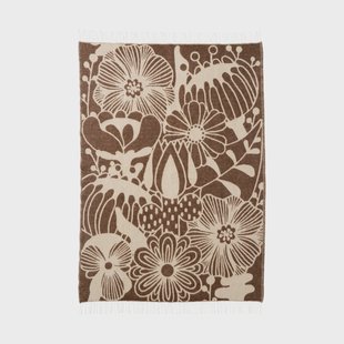 Klippan Yllefabrik Blomranka wollen plaid Bruin-beige, 130x200 cm