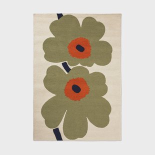 Marimekko Unikko anniversary vloerkleed outdoor Dusty green, 250x350 cm