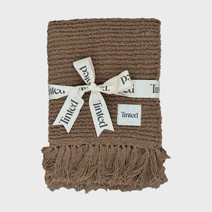 Tinted Janzen bouclé deken Solid natural brown, 130x170 cm