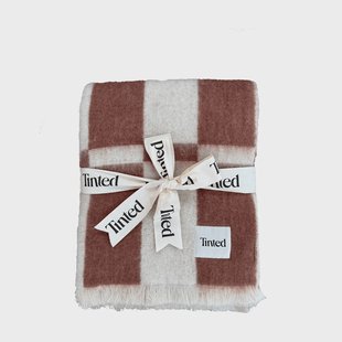Tinted Hallin mohairdeken Off white-rust, 130x170 cm