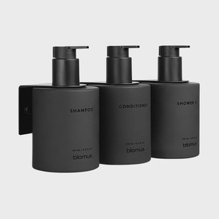 blomus Kirei glasflessen inkl. wandhouder 3-pack Smoke, te monteren met schroeven