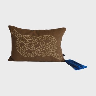 Fine Little Day Knop sierkussen Bruin-goud-blauw, 27x40 cm