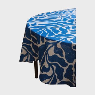 Fine Little Day Leaves tafelkleed Wit-blauw, 147x147 cm