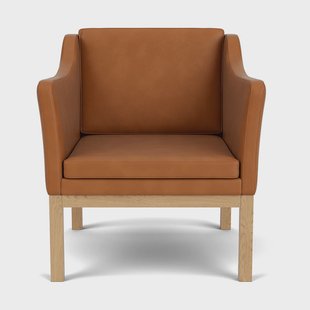 FDB Møbler L46 MK155 easy chair armstoel Gelakt eiken-leer cognac
