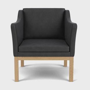 FDB Møbler L46 MK155 easy chair armstoel Gelakt eiken-leer zwart
