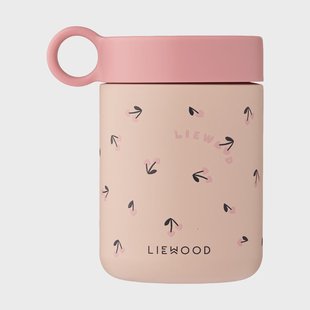 Liewood Kiani bedrukte voedselthermos Mini kersenhart-roze