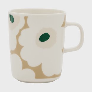 Marimekko Unikko mok 25 cl White-beige-light sand-dark green