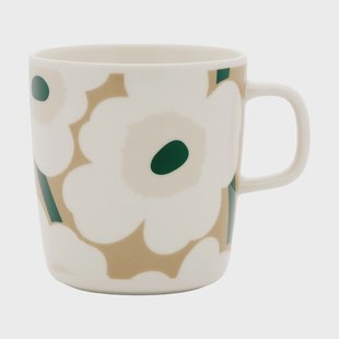 Marimekko Unikko mok 40 cl White-beige-light sand-dark green