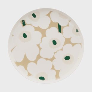 Marimekko Unikko bord Ø25 cm White-beige-light sand-dark green