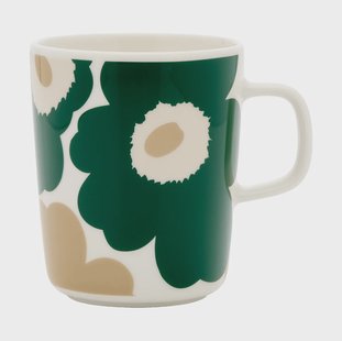 Marimekko Unikko mok 25 cl White-dark green-beige-light sand