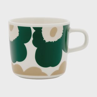 Marimekko Unikko koffiemok 20 cl White-dark green-beige-light sand