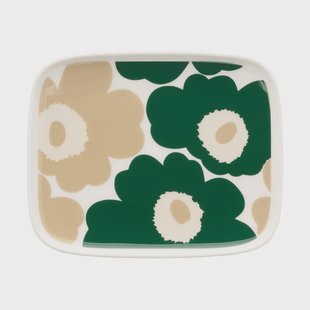 Marimekko Unikko bord 12x15 cm White-dark green-beige-light sand