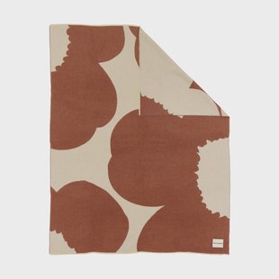 Marimekko Iso Unikko plaid Off white-chestnut, 130x170 cm