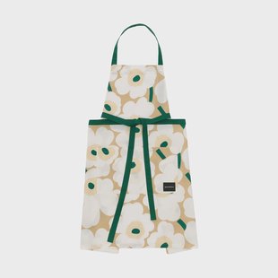 Marimekko Pieni Unikko schort Sand-white-hay-emerald