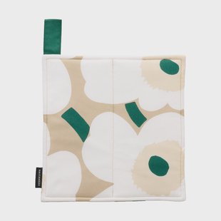 Marimekko Pieni Unikko pannenlap 21,5x21,5 cm Sand-white-hay-emerald
