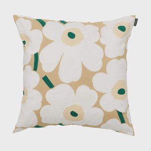 Marimekko Pieni Unikko kussensloop 50x50 cm Sand-white-hay-emerald