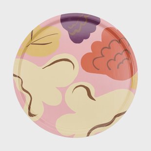 Marimekko Kukasta Kukkaan dienblad Pink-off white-terracotta-plum Ø46 cm