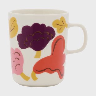 Marimekko Kukasta Kukkaan mok white-pink-terrac-plum, 25 cl
