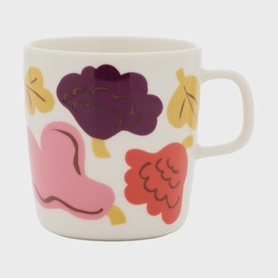 Marimekko Kukasta Kukkaan mok White-pink-terracotta-plum, 40 cl