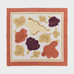 Marimekko Kukasta Kukkaan doek White-terrac-ochre-plum, 140x140 cm