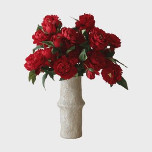 Botané Pioenrozen kunstboeket Groot, rood 7 st.