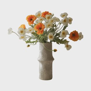 Botané Klaprozen kunstboeket Daylight, wit-oranje