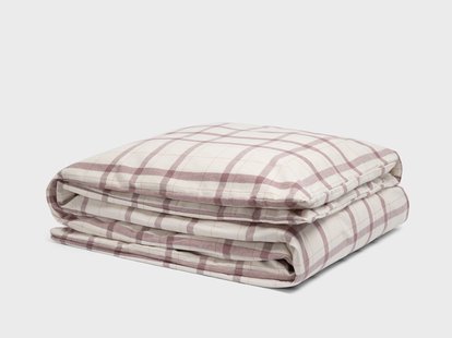 Yumeko Dekbedovertrek flanel mauve check 240x220 100% biologisch katoen, flanel (licht geborsteld)