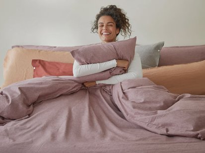 Yumeko Dekbedovertrek flanel mauve chambray - zonder slopen 100% biologisch katoen, flanel (licht geborsteld)